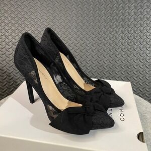 LC Lauren Conrad Black Lace Heels